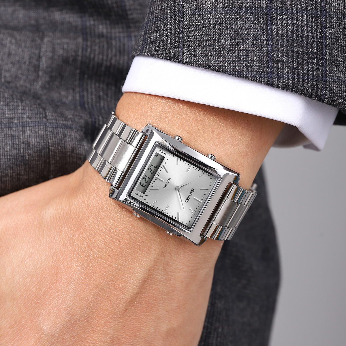 SKMEI 2571 METAL DIGITAL ANGLOG WATCH