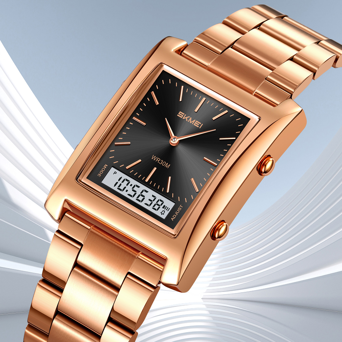 SKMEI 2571 METAL DIGITAL ANGLOG WATCH