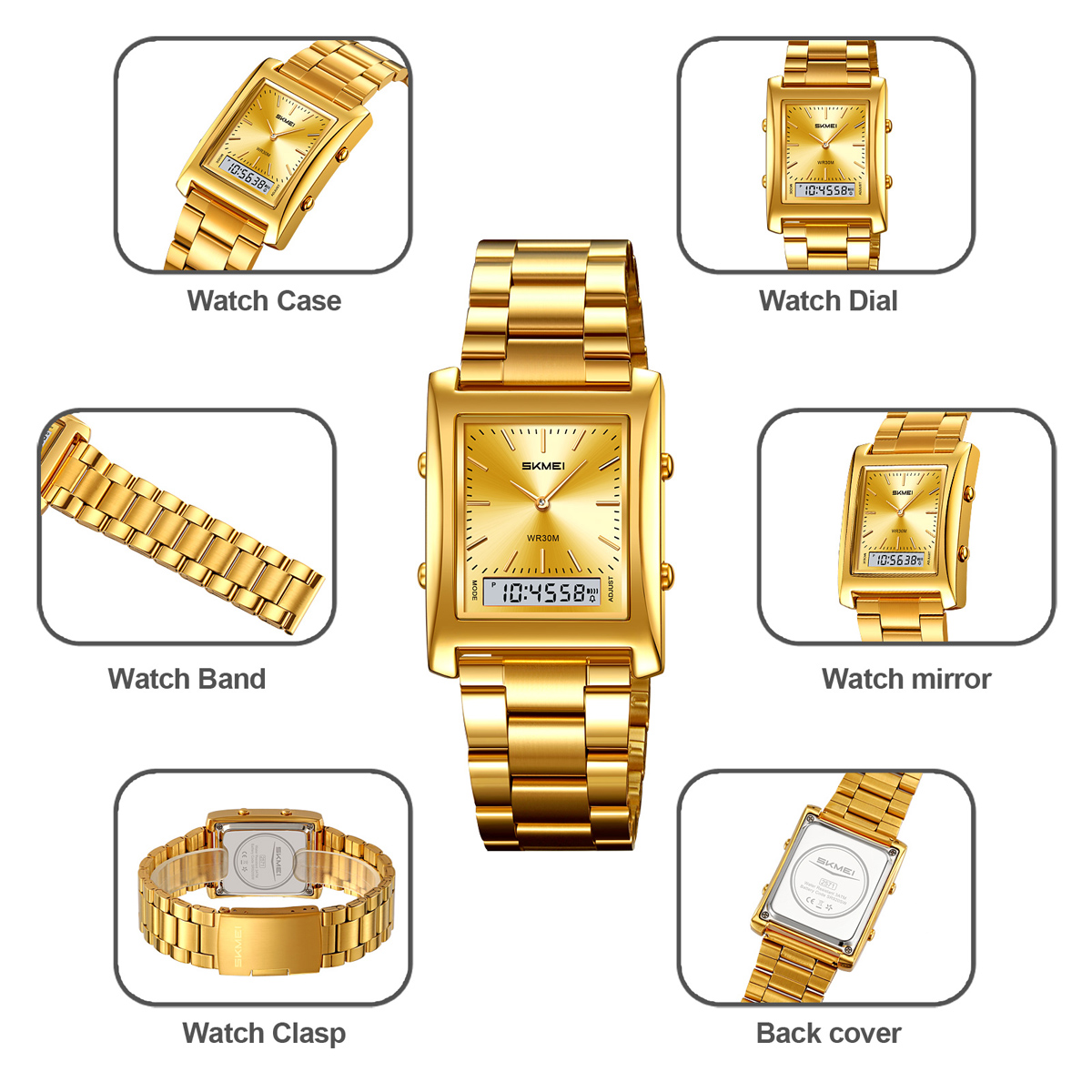 SKMEI 2571 METAL DIGITAL ANGLOG WATCH