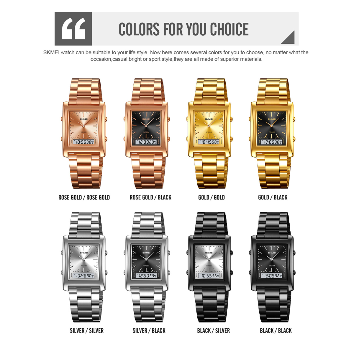 SKMEI 2571 METAL DIGITAL ANGLOG WATCH