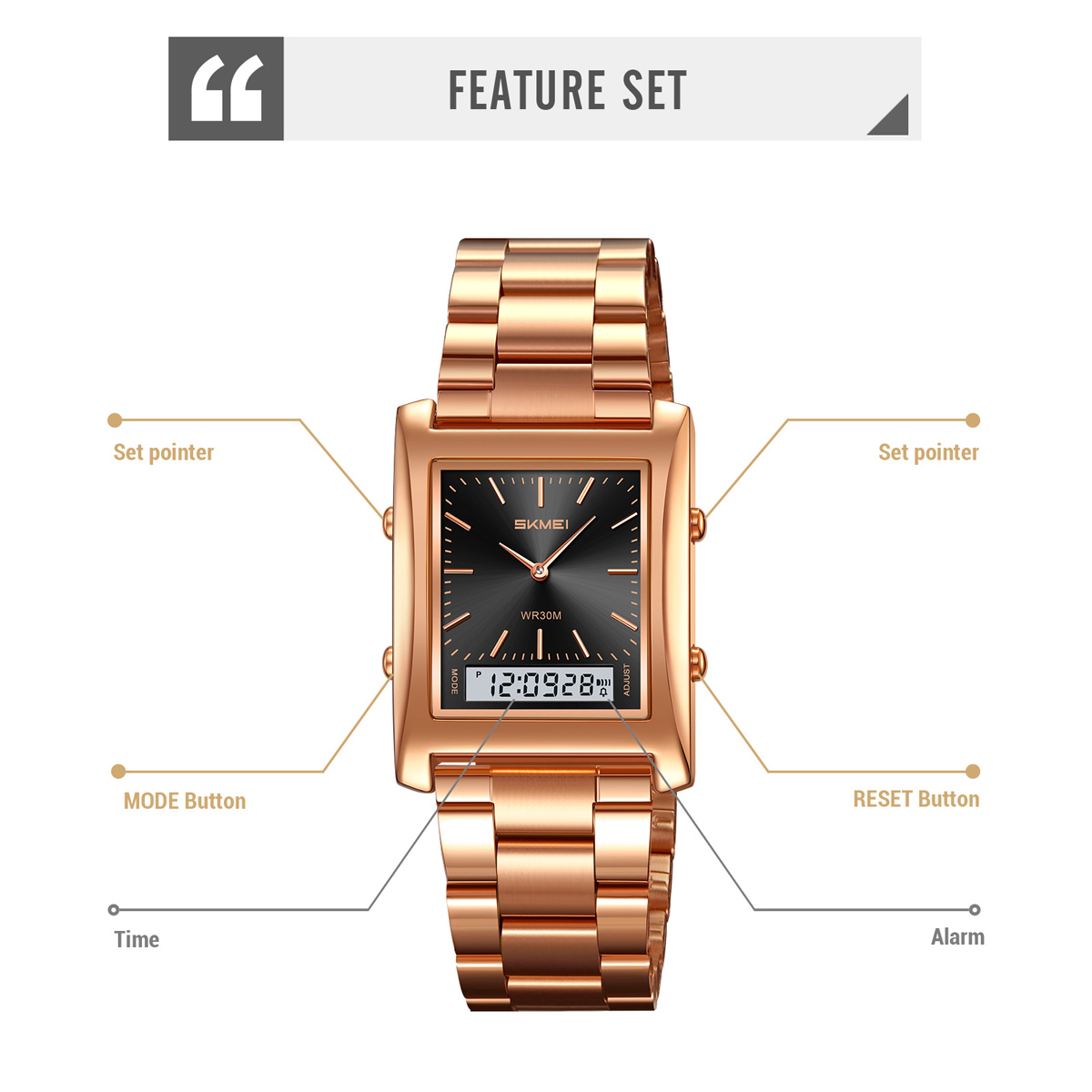 SKMEI 2571 METAL DIGITAL ANGLOG WATCH