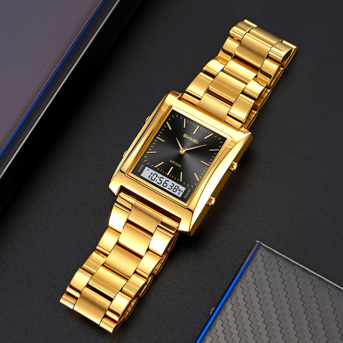 SKMEI 2571 METAL DIGITAL ANGLOG WATCH