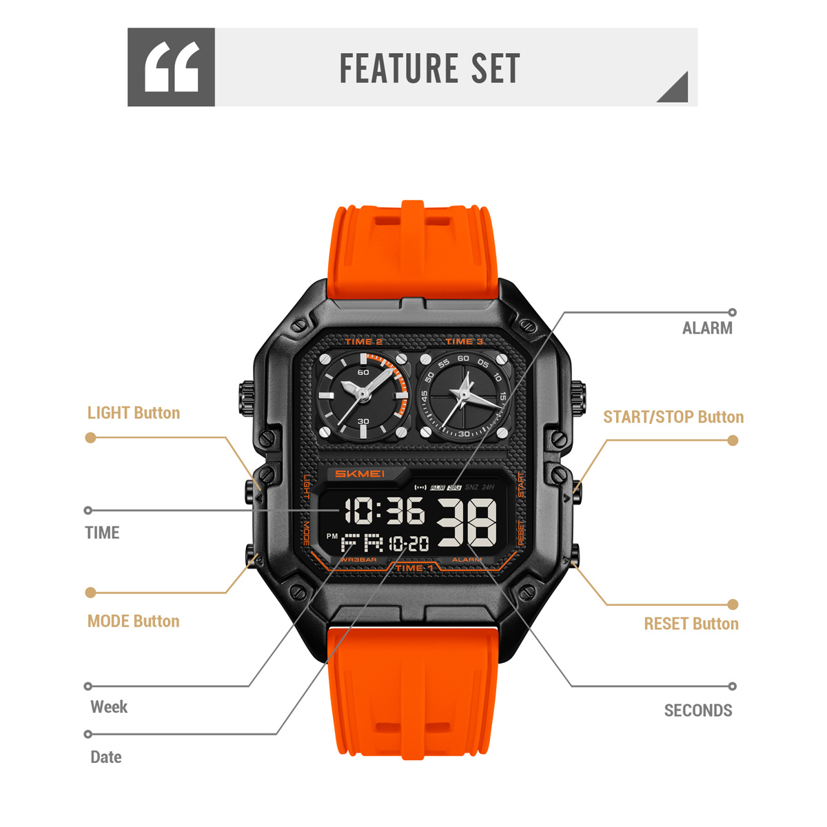 2580 SKMEI Military Style Mens Sports Watch