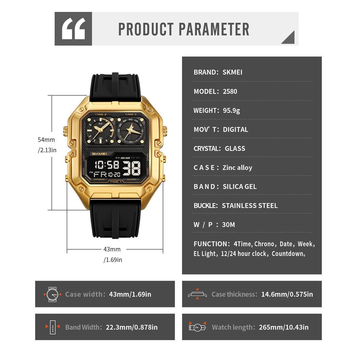 2580 SKMEI Military Style Mens Sports Watch
