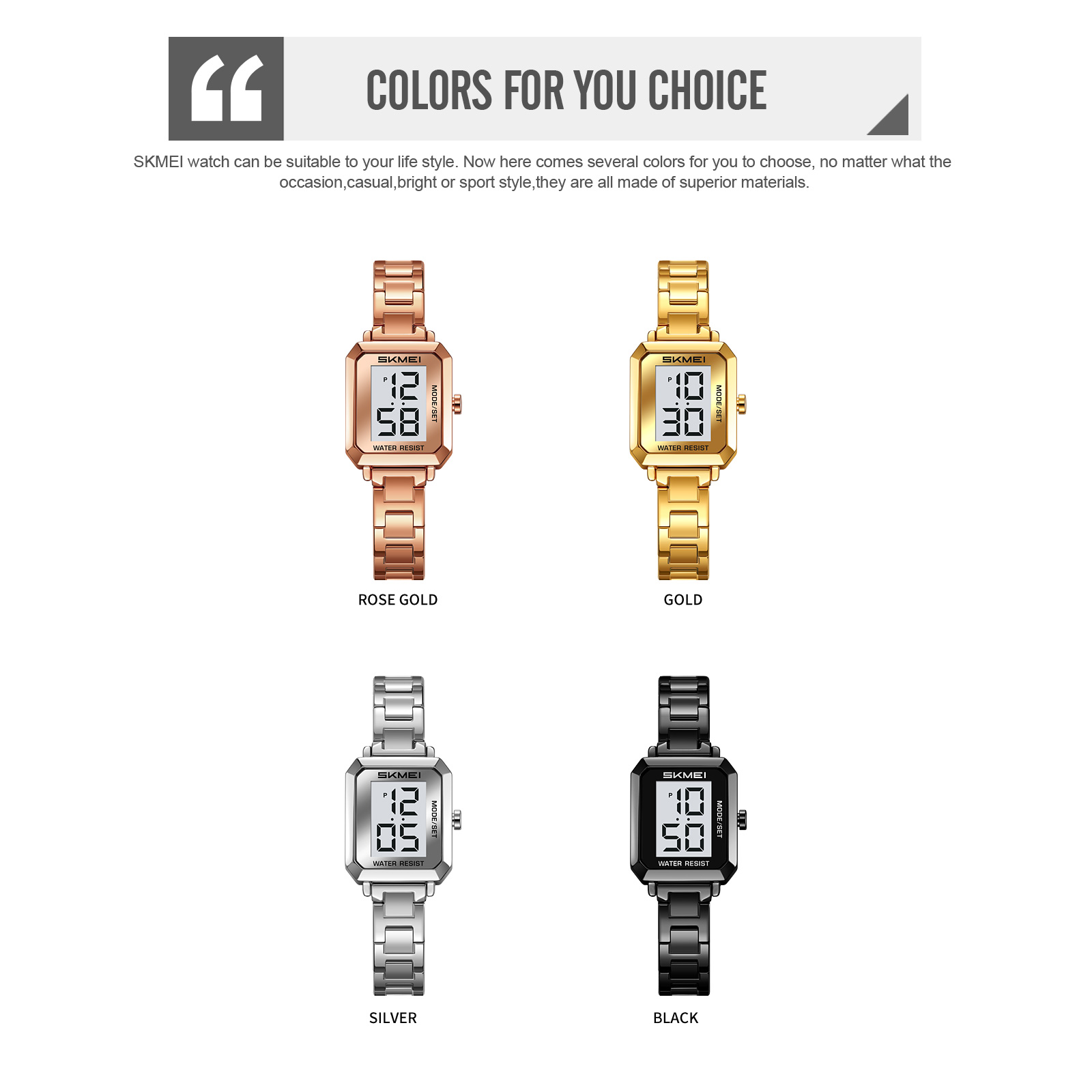 SKMEI 2581 METAL FEMALE DIGITAL WATCH WHOLESALE