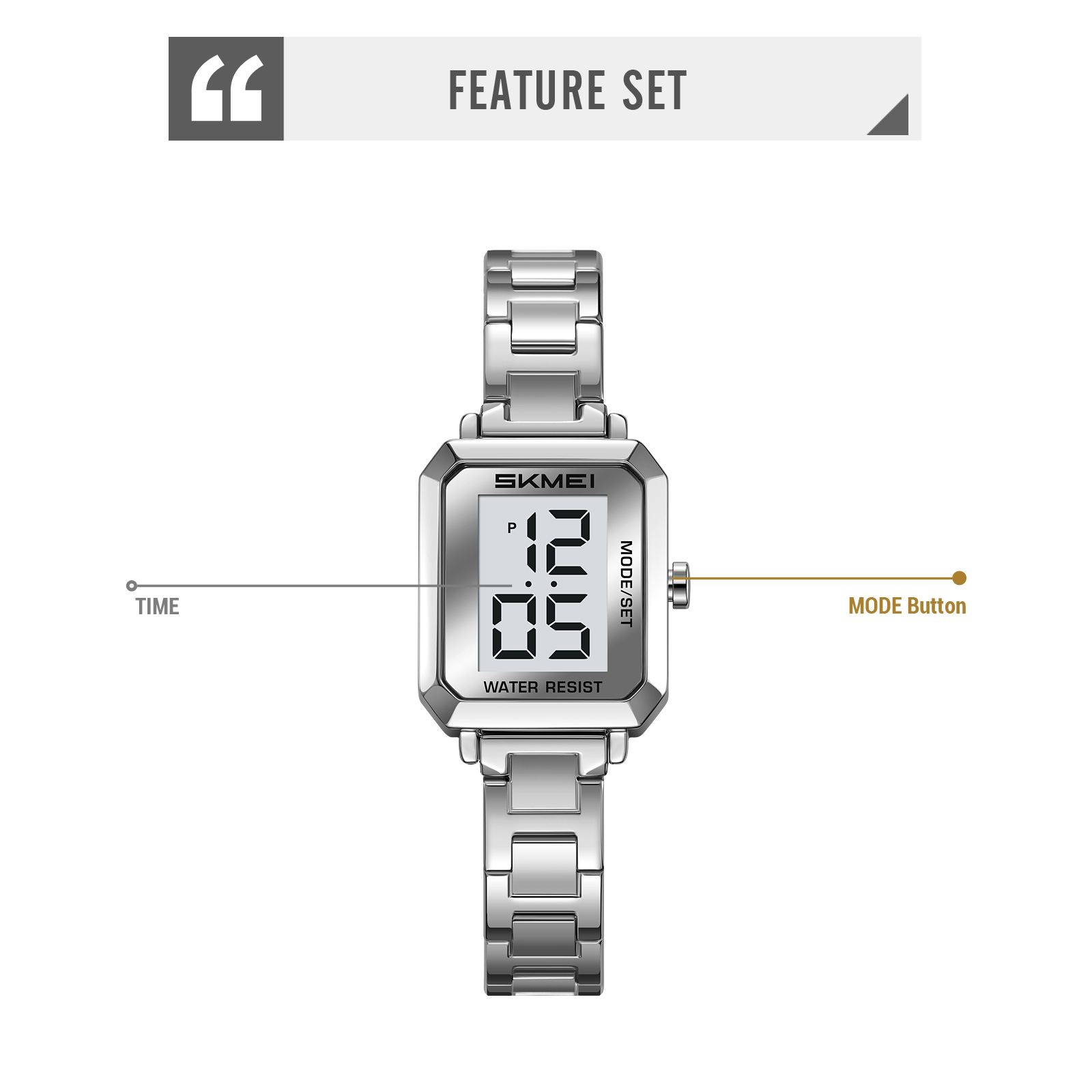 SKMEI 2581 METAL FEMALE DIGITAL WATCH WHOLESALE