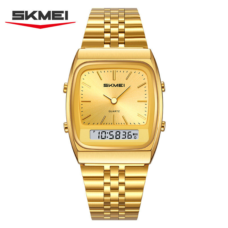 SKMEI 2585 Retro Watch Analog‑Digital Dual Display Quartz Wrist Watch