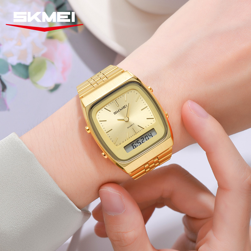 SKMEI 2585 Retro Watch Analog‑Digital Dual Display Quartz Wrist Watch