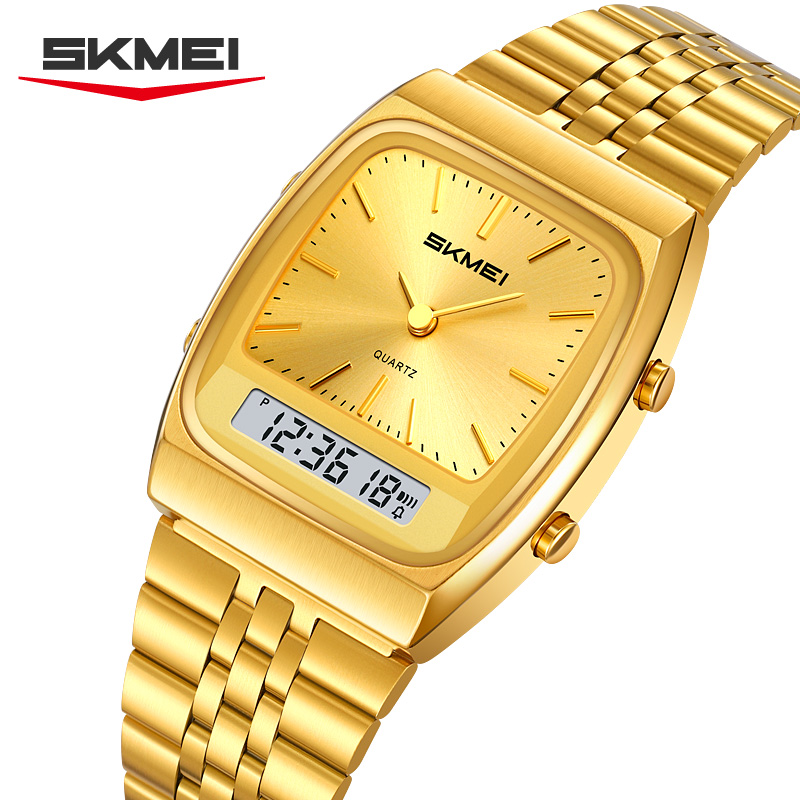 SKMEI 2585 Retro Watch Analog‑Digital Dual Display Quartz Wrist Watch