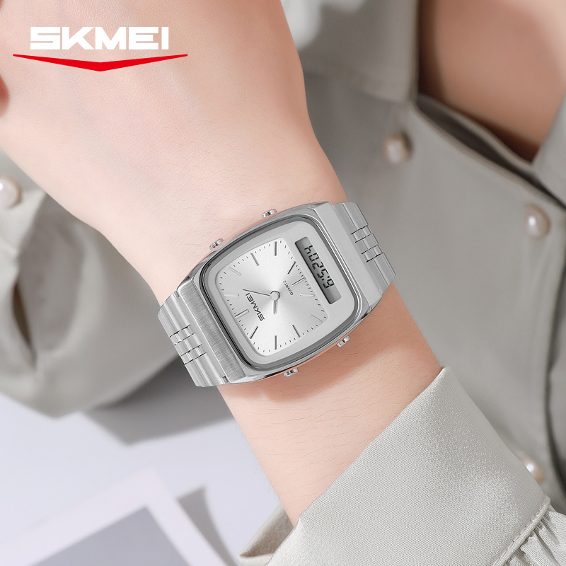 SKMEI 2585 Retro Watch Analog‑Digital Dual Display Quartz Wrist Watch