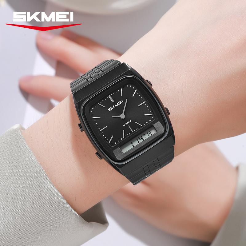 SKMEI 2585 Retro Watch Analog‑Digital Dual Display Quartz Wrist Watch