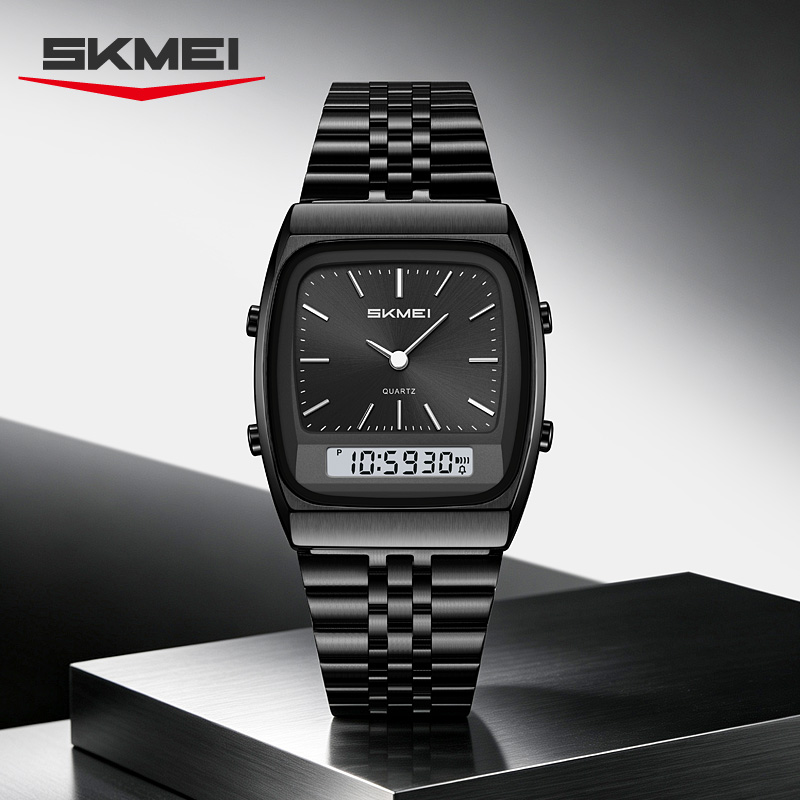 SKMEI 2585 Retro Watch Analog‑Digital Dual Display Quartz Wrist Watch