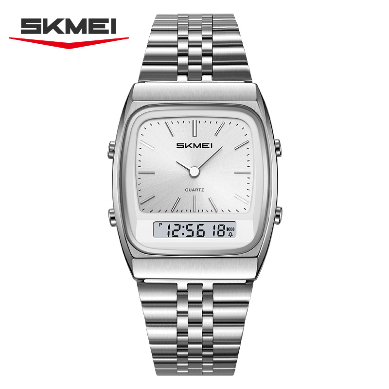 SKMEI 2585 Retro Watch Analog‑Digital Dual Display Quartz Wrist Watch
