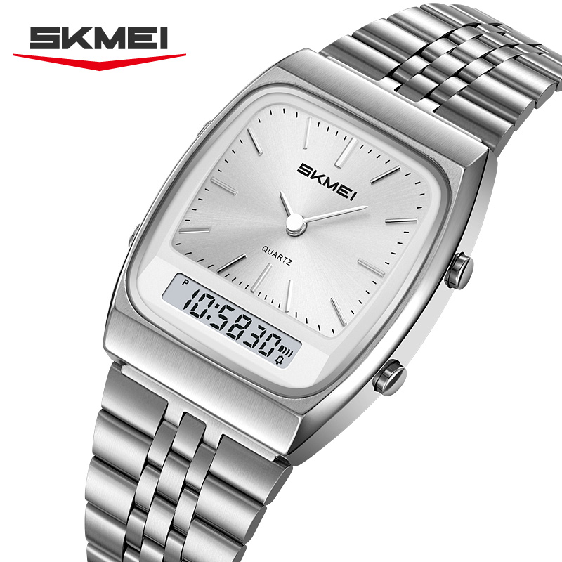 SKMEI 2585 Retro Watch Analog‑Digital Dual Display Quartz Wrist Watch