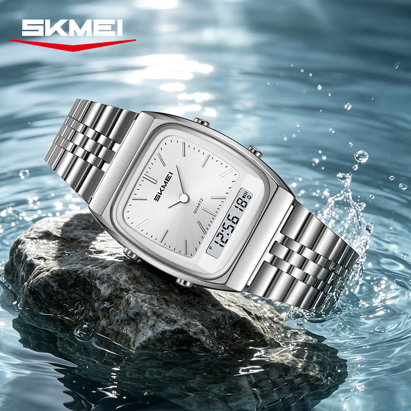 SKMEI 2585 Retro Watch Analog‑Digital Dual Display Quartz Wrist Watch