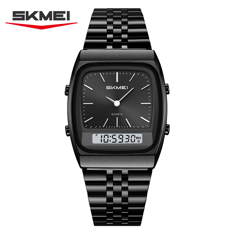 SKMEI 2585 Retro Watch Analog‑Digital Dual Display Quartz Wrist Watch