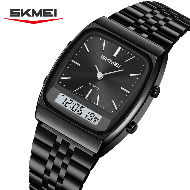 SKMEI 2585 Retro Watch Analog‑Digital Dual Display Quartz Wrist Watch
