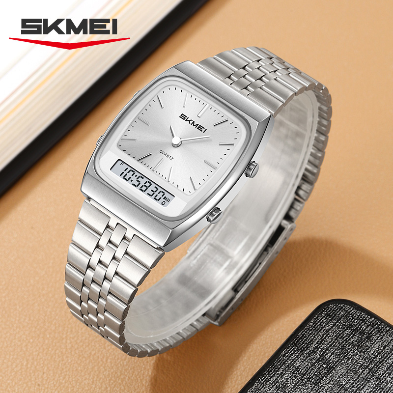 SKMEI 2585 Retro Watch Analog‑Digital Dual Display Quartz Wrist Watch