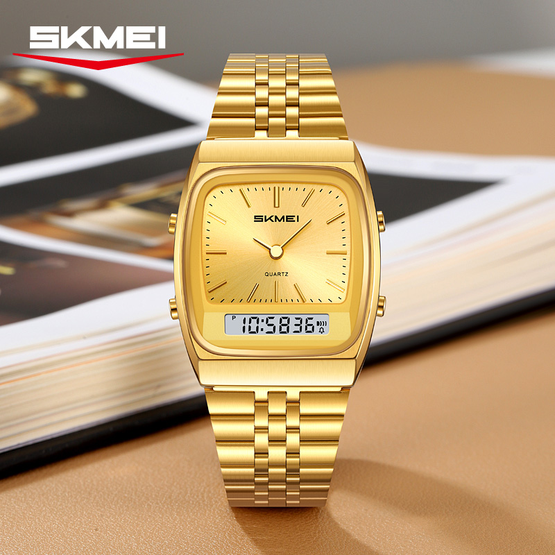SKMEI 2585 Retro Watch Analog‑Digital Dual Display Quartz Wrist Watch