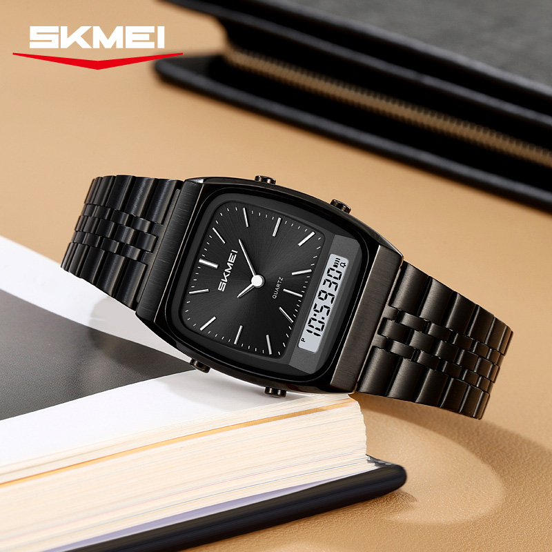 SKMEI 2585 Retro Watch Analog‑Digital Dual Display Quartz Wrist Watch
