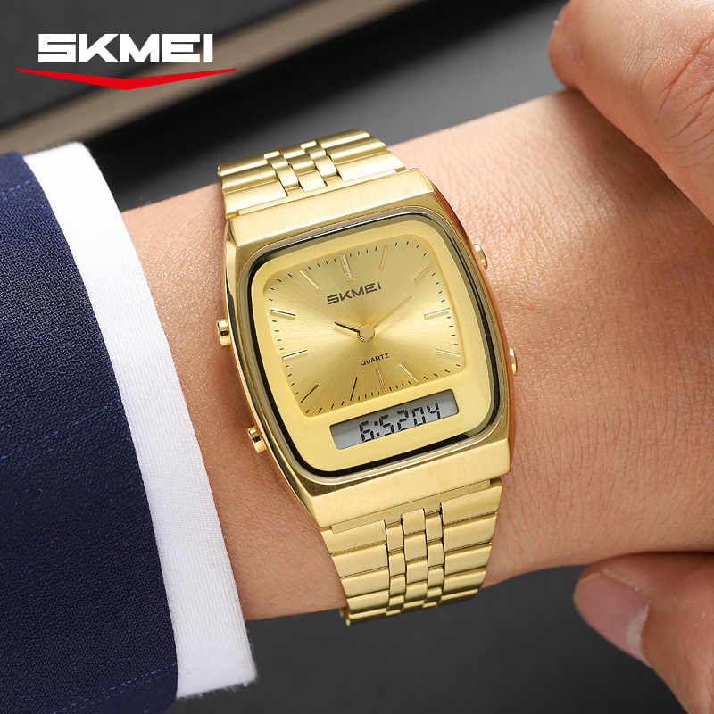SKMEI 2585 Retro Watch Analog‑Digital Dual Display Quartz Wrist Watch