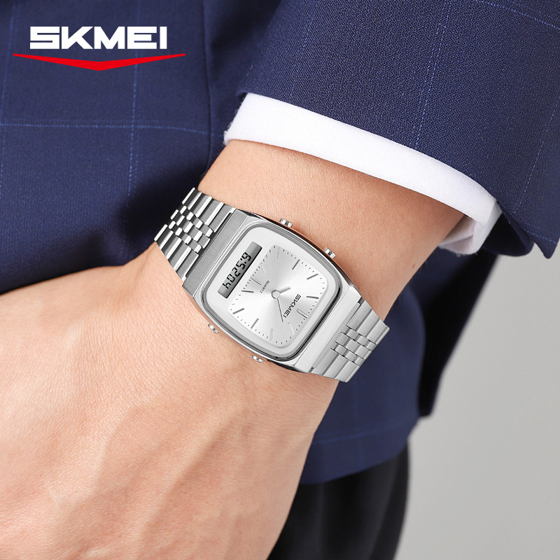 SKMEI 2585 Retro Watch Analog‑Digital Dual Display Quartz Wrist Watch