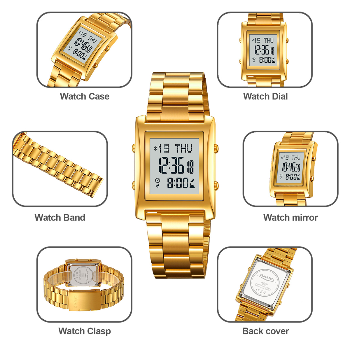 SKMEI 2591  Qibla Reminder Muslim Azan watch Supports Mobile Phone Connection
