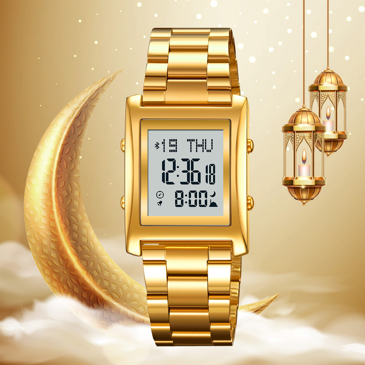 SKMEI 2591  Qibla Reminder Muslim Azan watch Supports Mobile Phone Connection