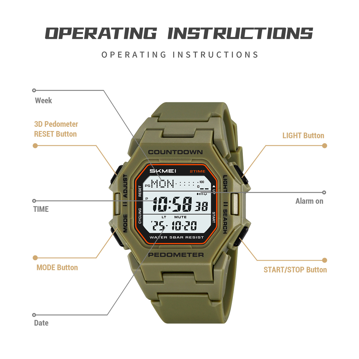 SKMEI 2596 ELECTRONIC DIGITAL WATCH