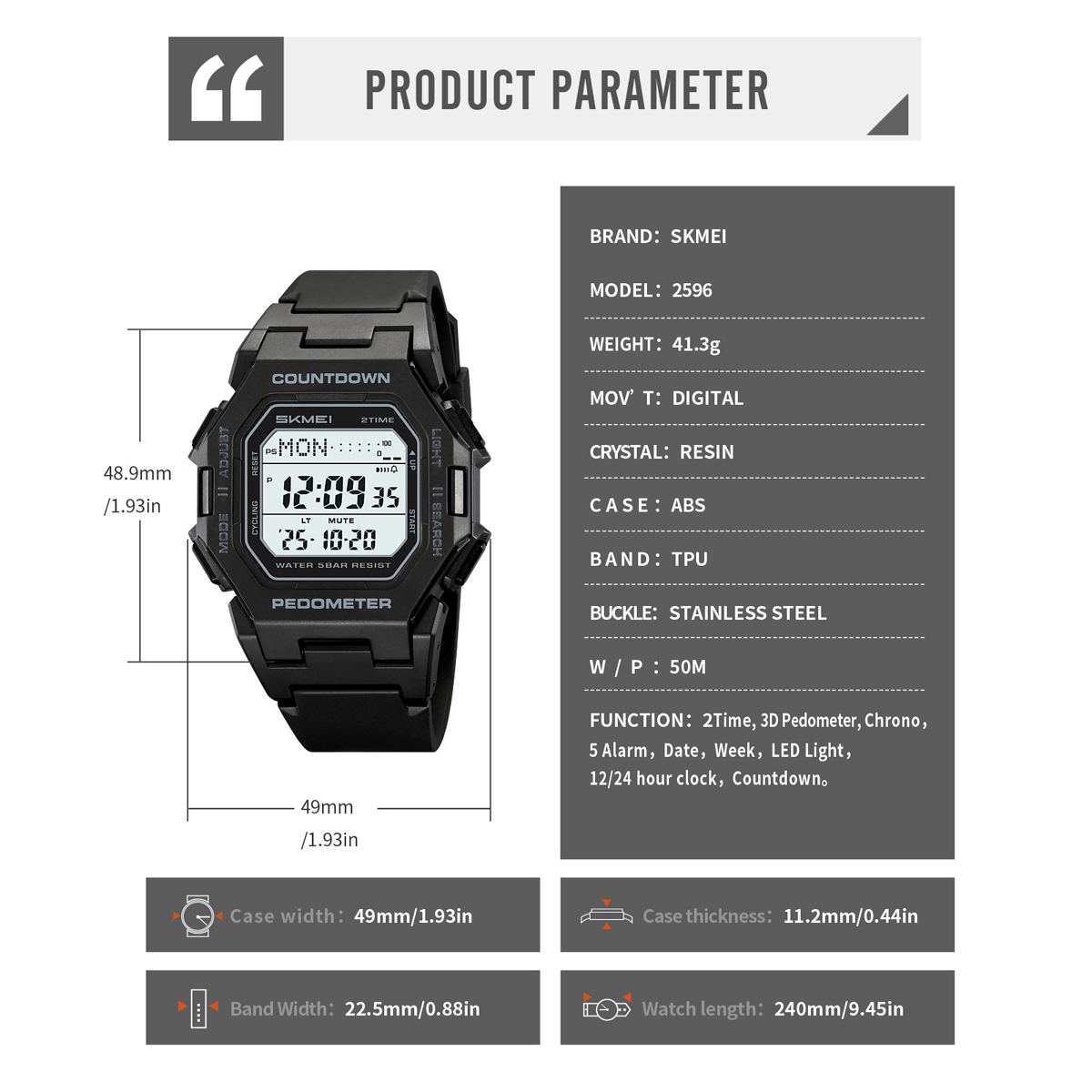 SKMEI 2596 ELECTRONIC DIGITAL WATCH