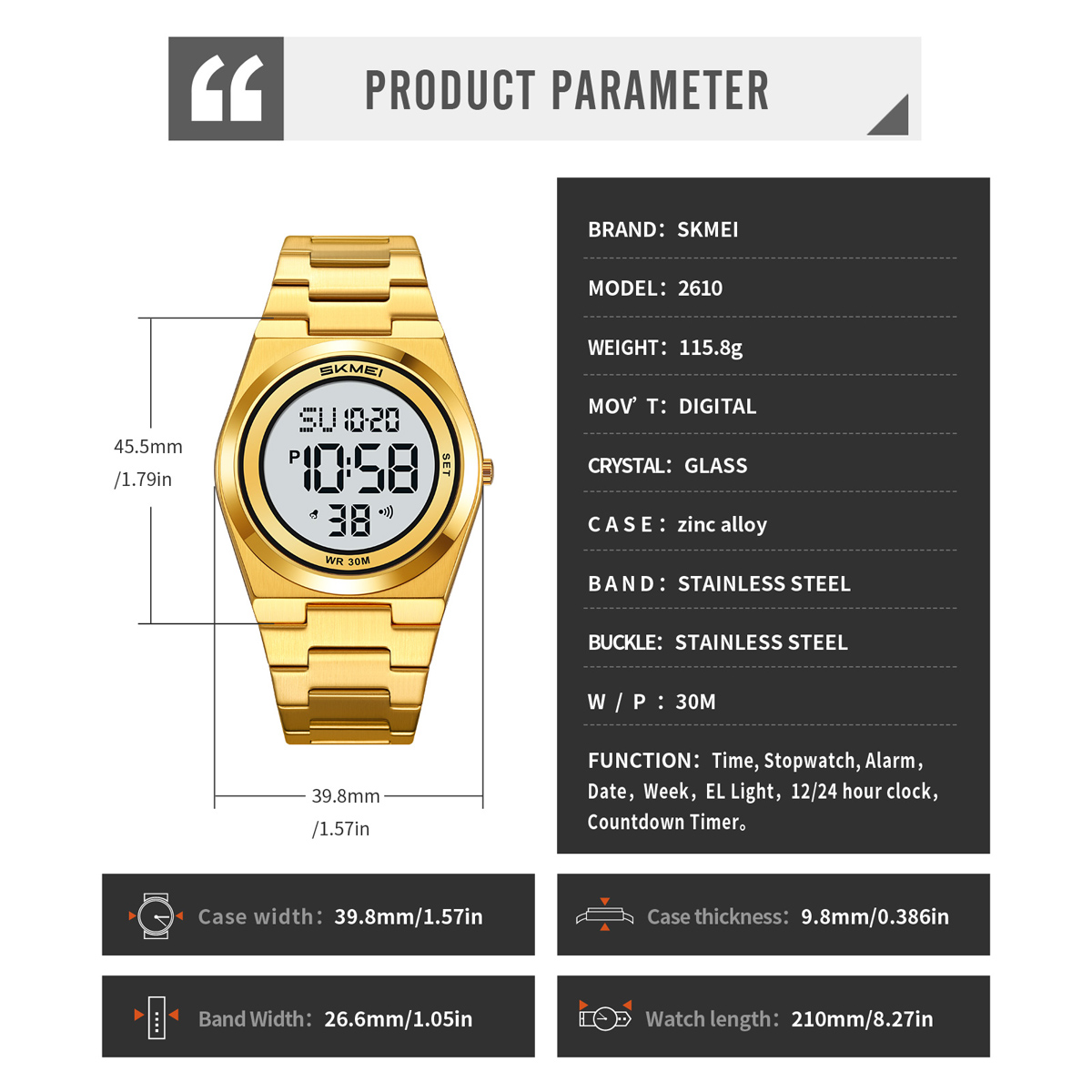 SKMEi 2610 fashion metal digital watch