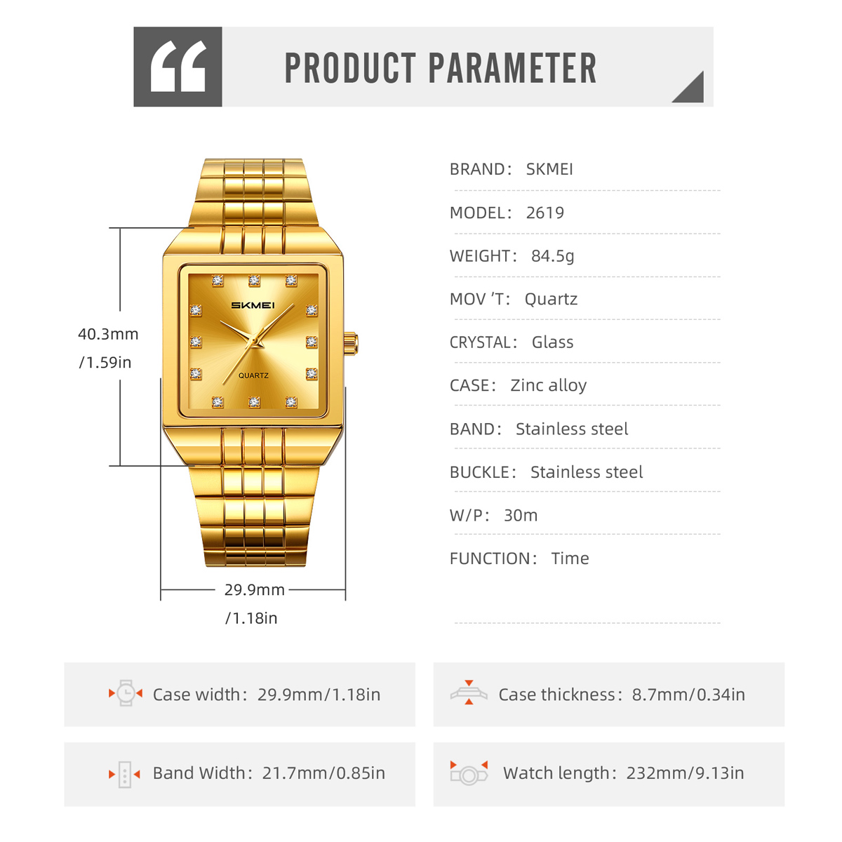 SKMEI 2619 NEW QUARTZ FASHION WATCH