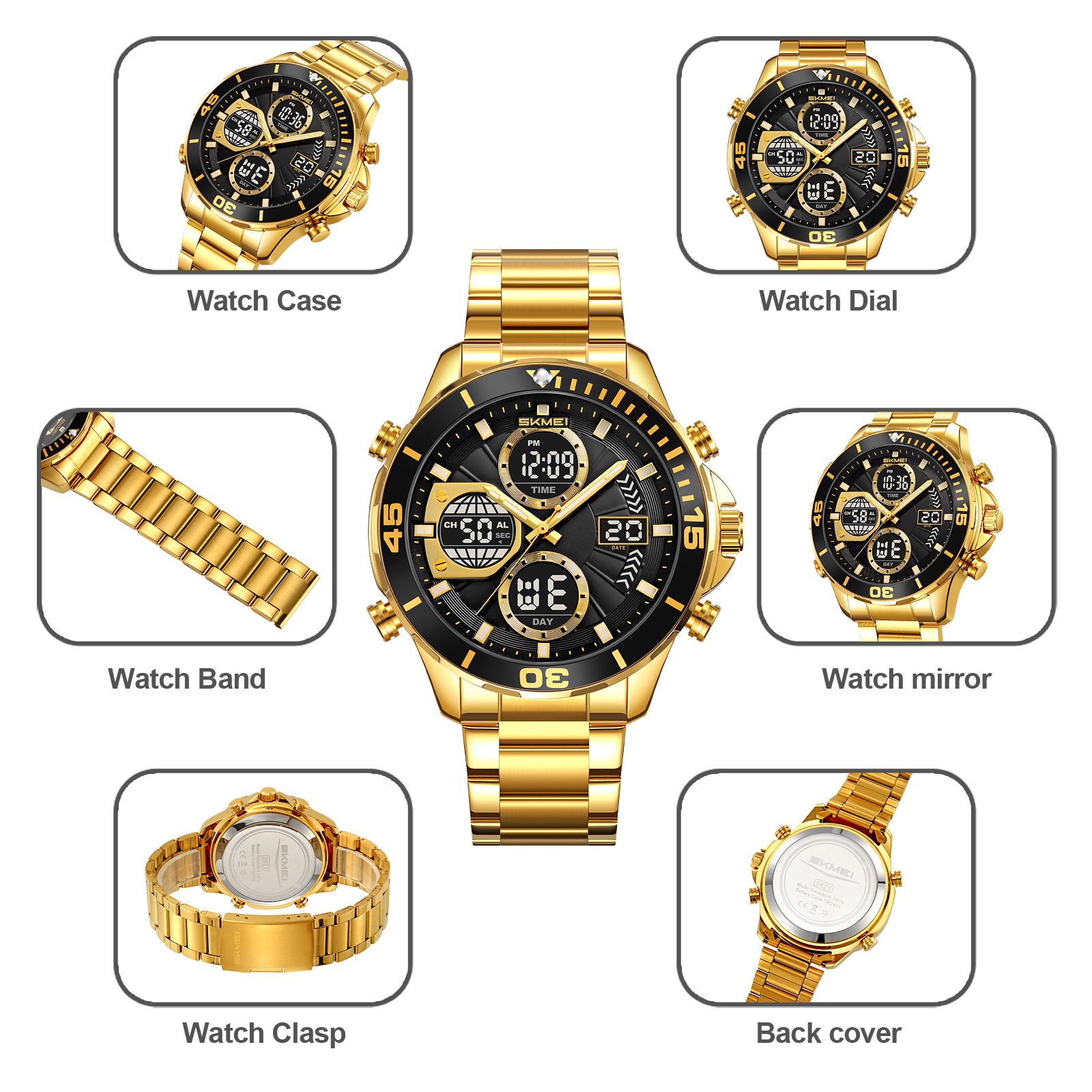 SKMEI Model 2621 Bold Chronograph Analog-Digital Sports Watches