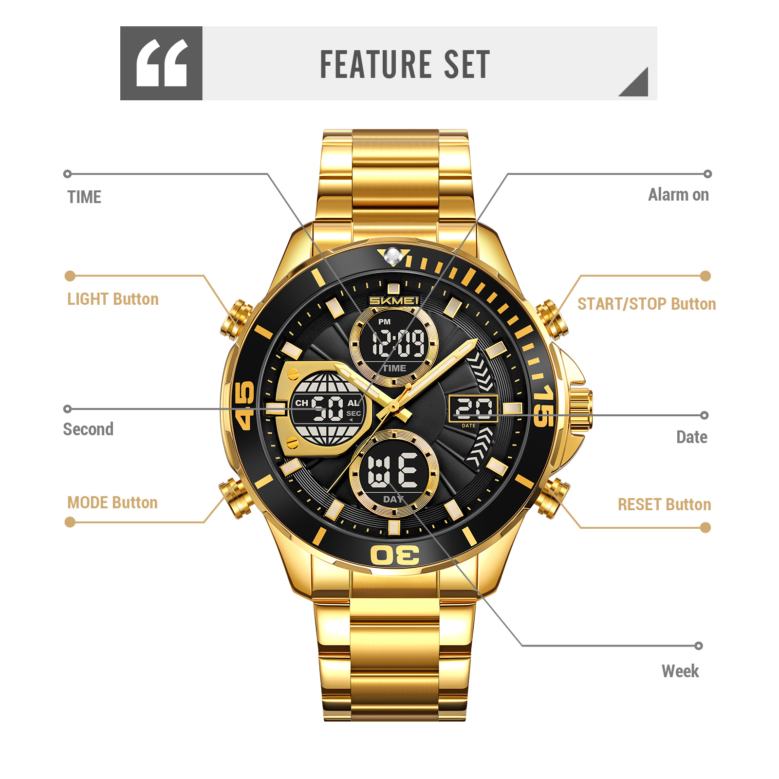 SKMEI Model 2621 Bold Chronograph Analog-Digital Sports Watches