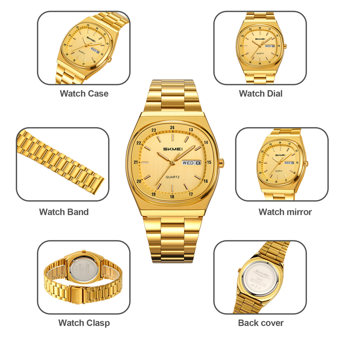 SKMEI 2630 metelic vintage quartz watch