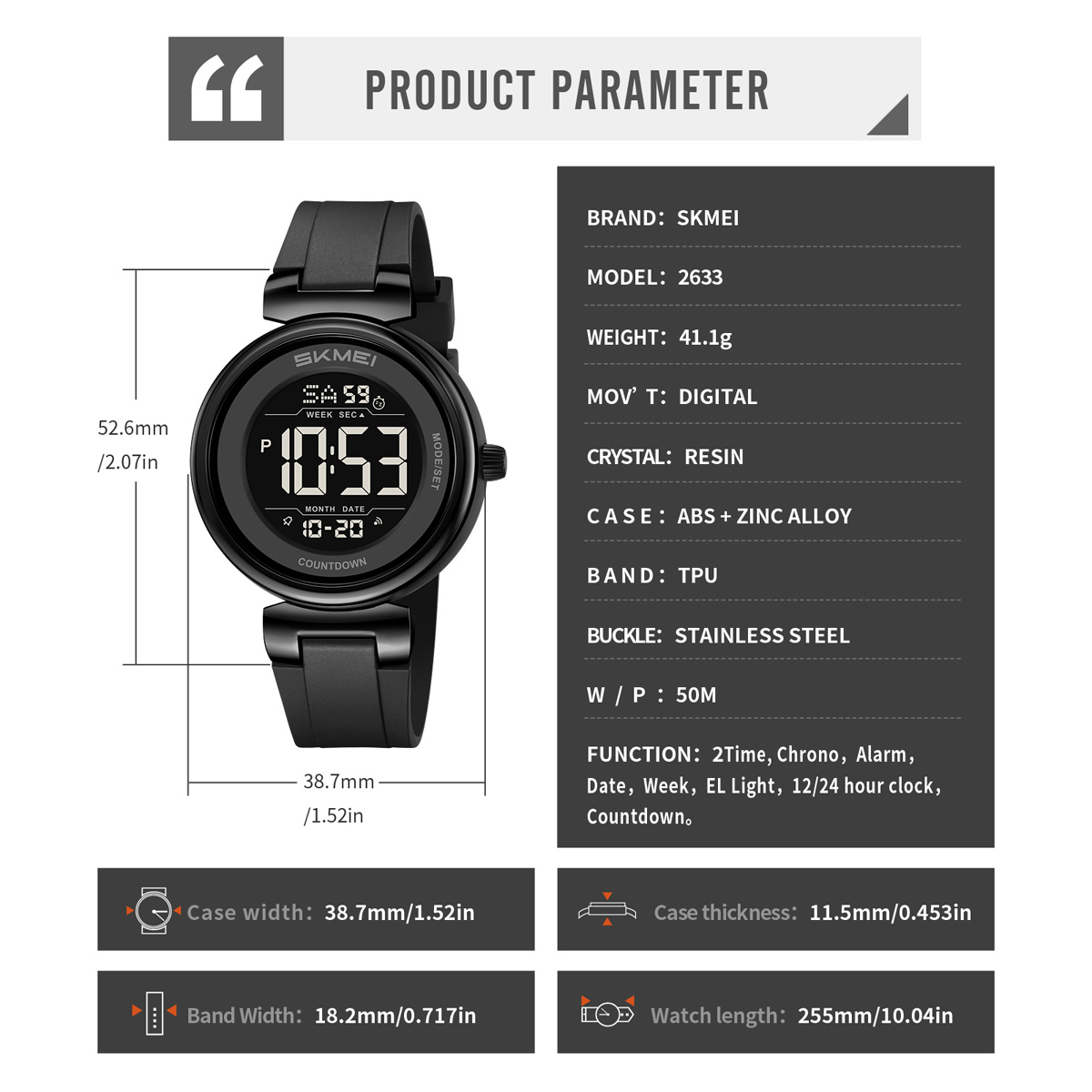 SKMEI 2633 female digital watch