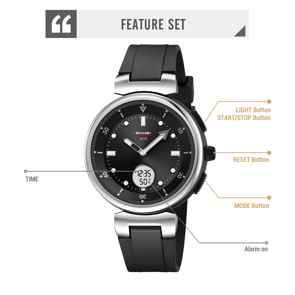 SKMEI 2634 Silicone Band Analog Digital Casual Wristwatch