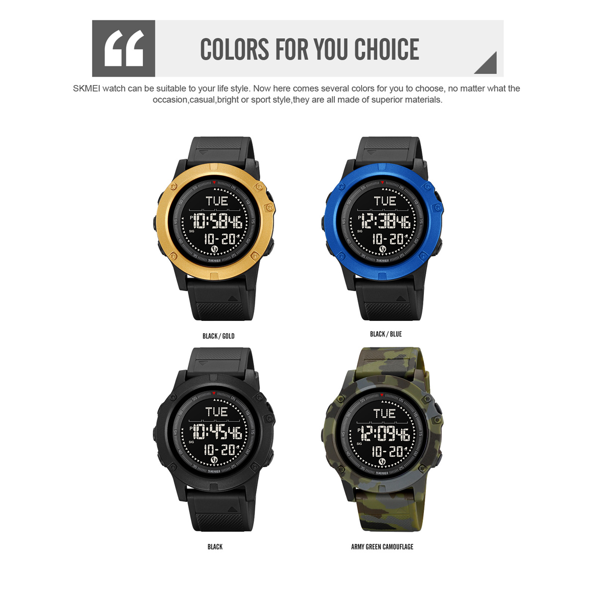 SKMEI 2639 Men's Outdoor Sports Digital Watch Pedometer 