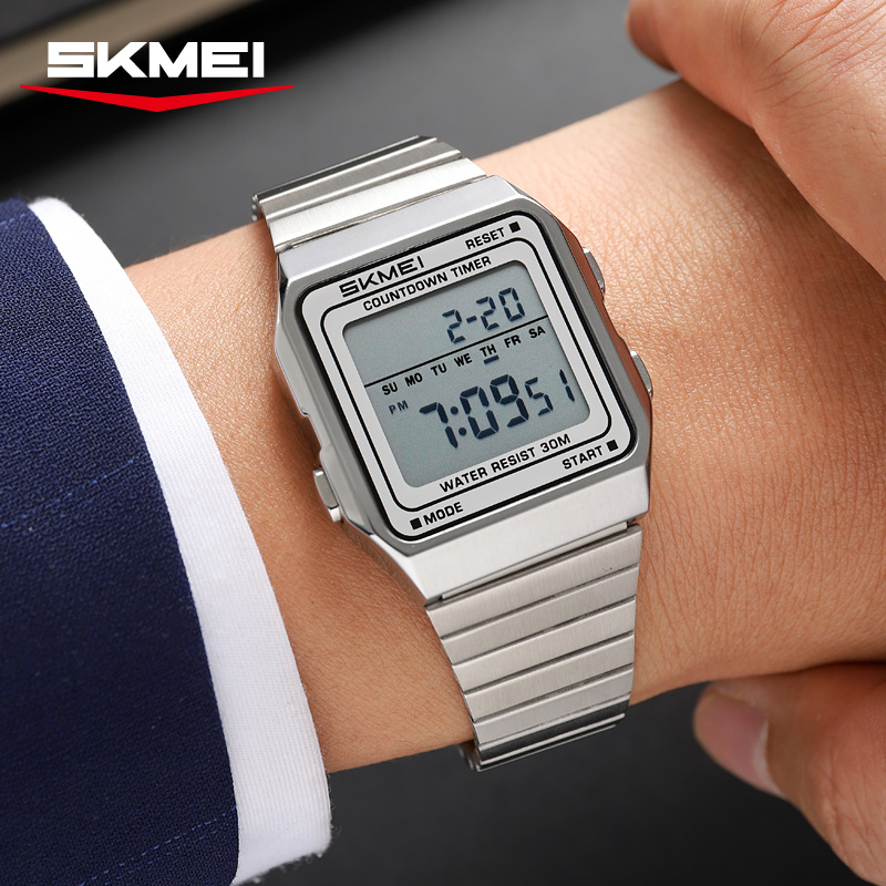 skmei 2648 Stainless Steel Bracelet Vintage Men’s Digital Watch