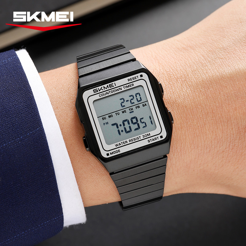 skmei 2648 Stainless Steel Bracelet Vintage Men’s Digital Watch