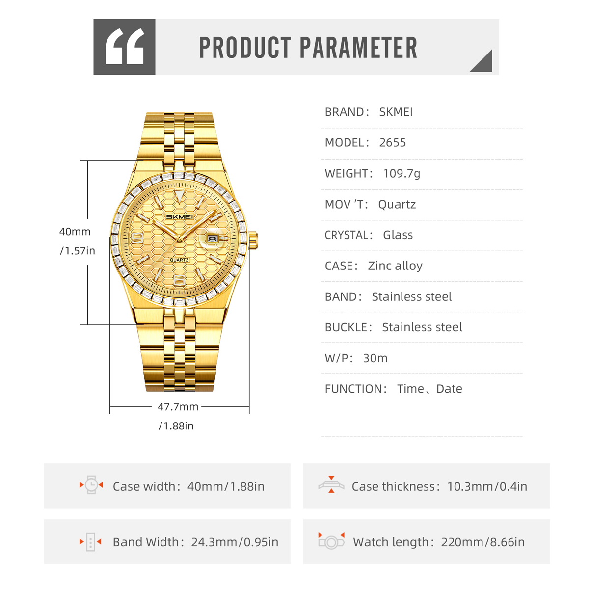 SKMEI 2655 STEEL MEN WATCH