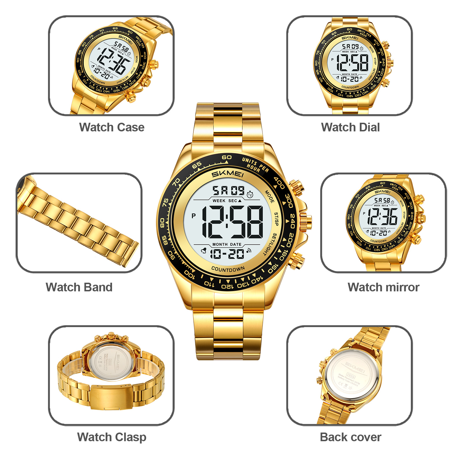 SKMEI Model 2659 Stainless Steel Chronograph Digital Watches