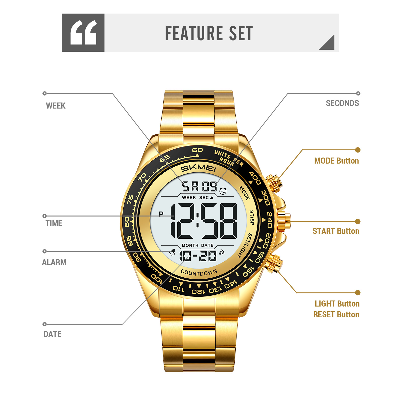 SKMEI Model 2659 Stainless Steel Chronograph Digital Watches