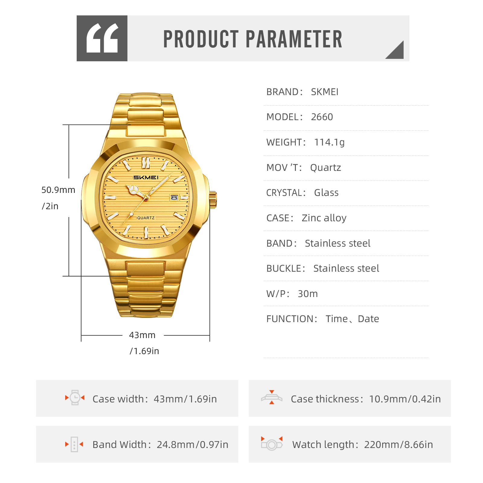 SKMEI 2660 SS WATCH MEN