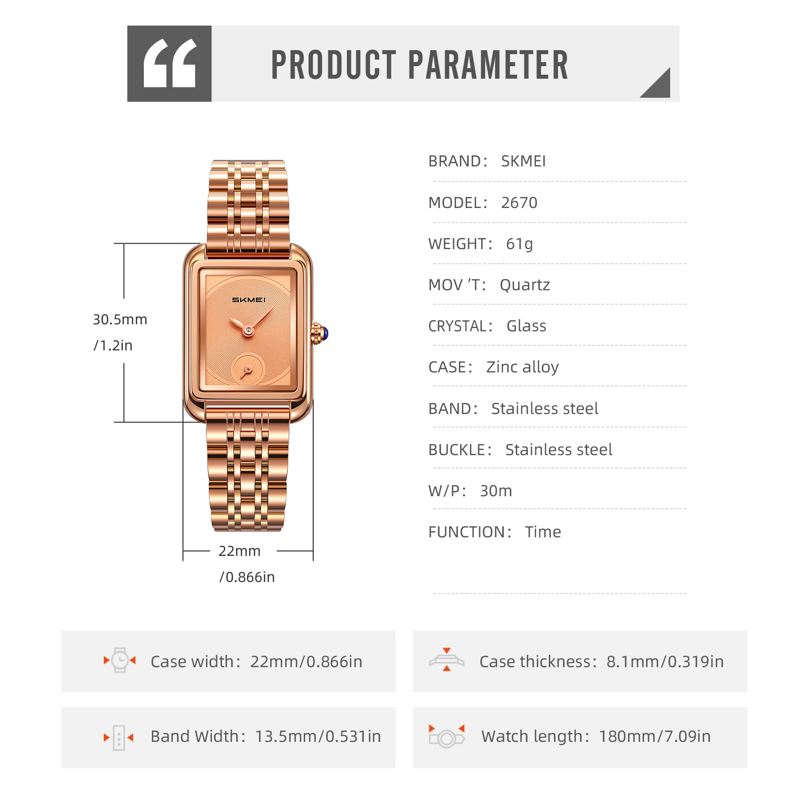 SKMEI LADY QUARTZ WATCH 2670