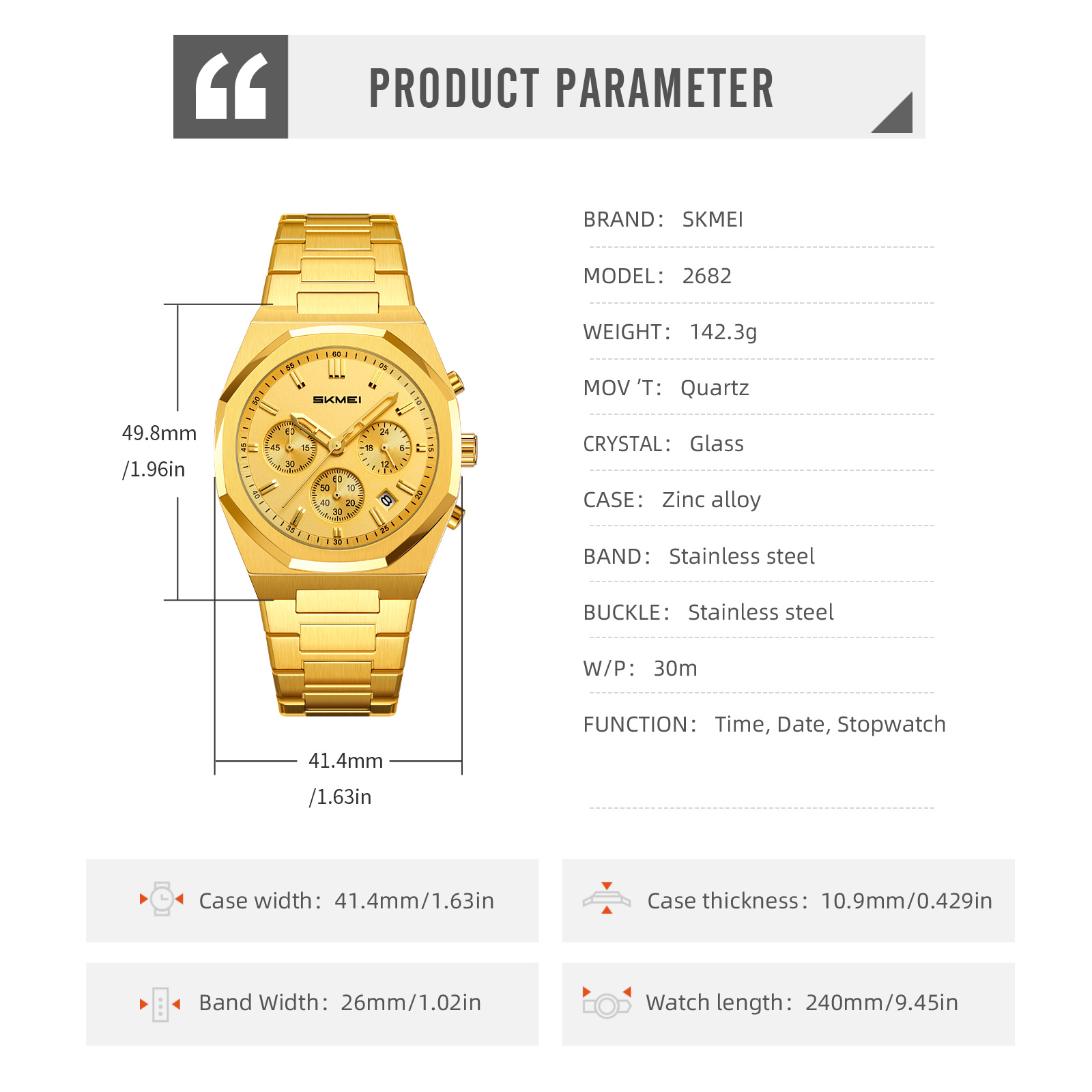 SKMEI 2682 NEW man quartz watch wholesaler