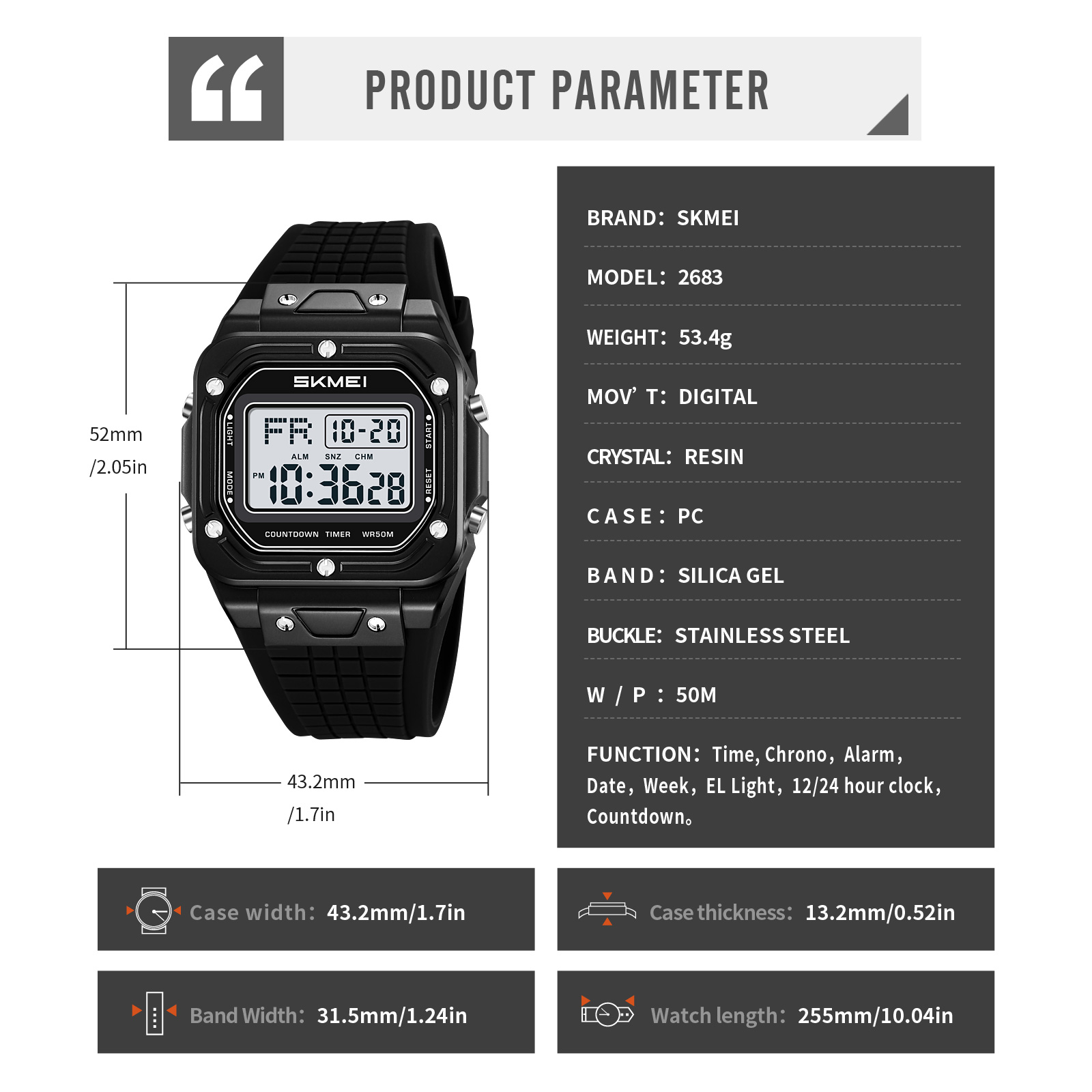 SKMEI 2683 sports digital watch wholesale