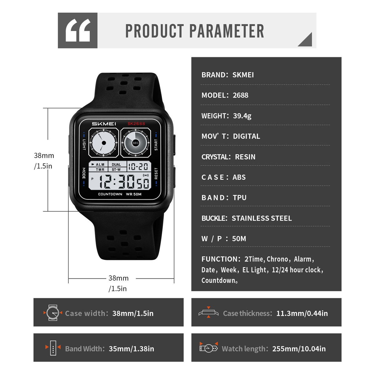 SKMEI 2688 SPORTS DIGITAL WATCH