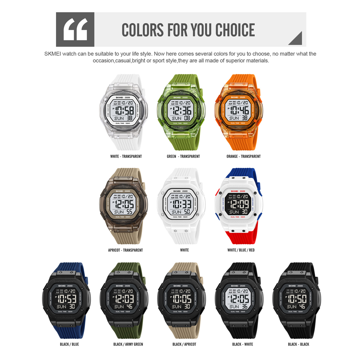 SKMEI 2689 FASHION DIGITAL Electronic watch