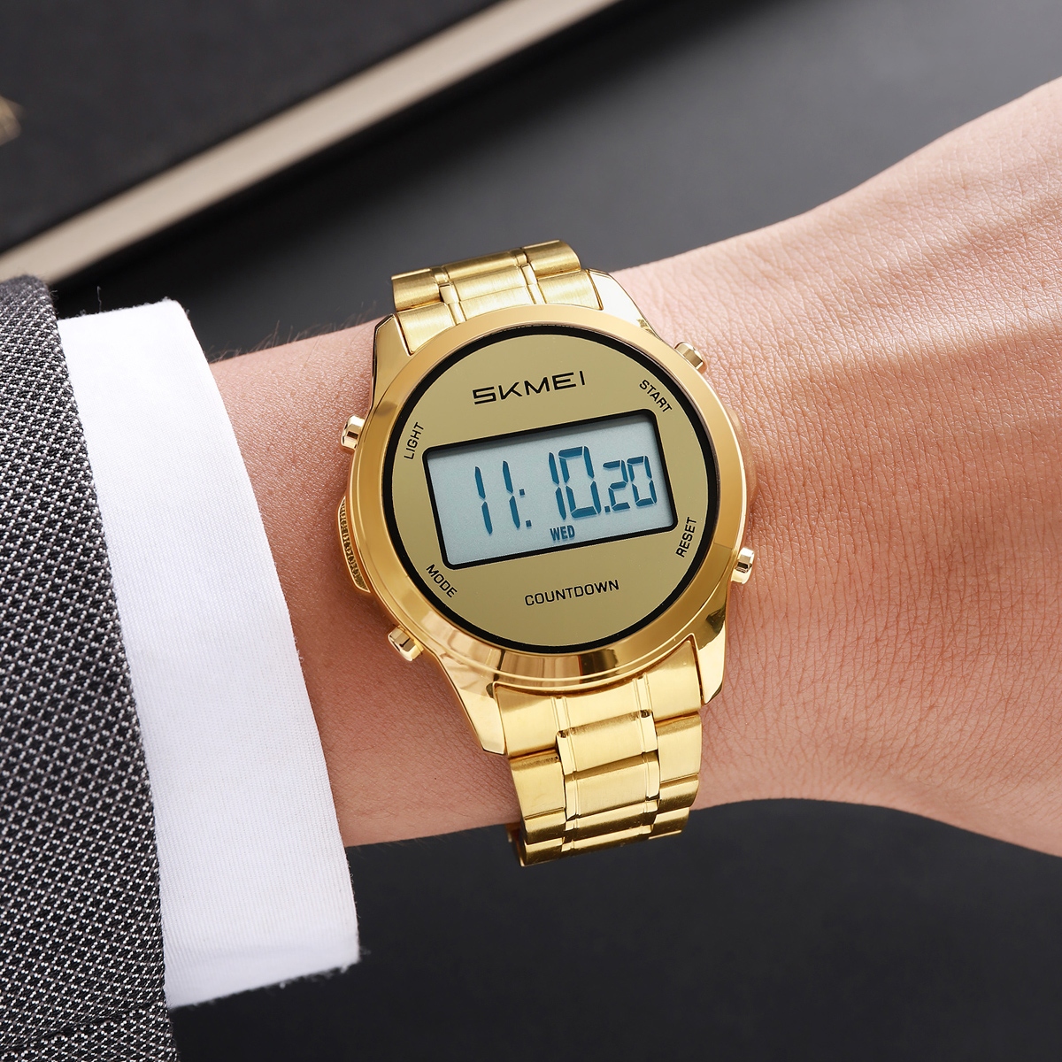 SKMEI2702 Men Round Digital Watch Multifunction Electronic Wrist Watch
